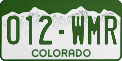 CO license plate 012WMR