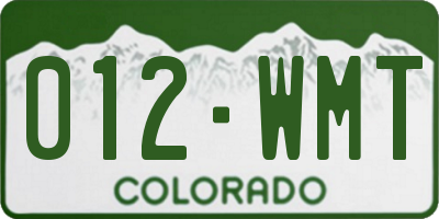 CO license plate 012WMT