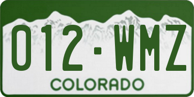 CO license plate 012WMZ