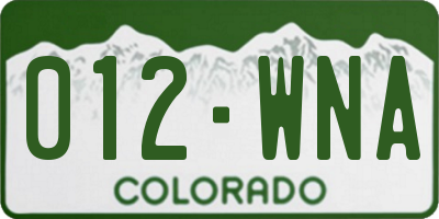 CO license plate 012WNA