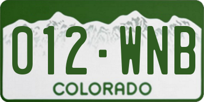 CO license plate 012WNB