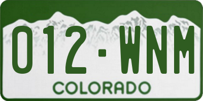 CO license plate 012WNM