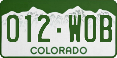 CO license plate 012WOB