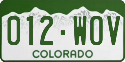 CO license plate 012WOV