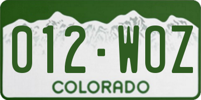 CO license plate 012WOZ