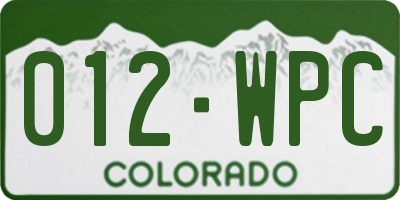 CO license plate 012WPC
