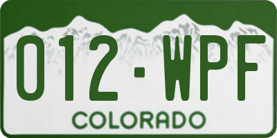 CO license plate 012WPF