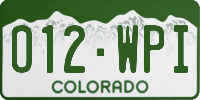 CO license plate 012WPI