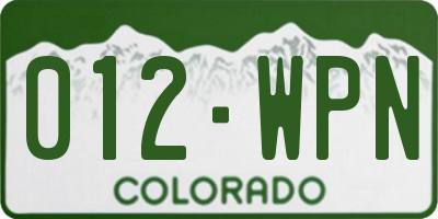 CO license plate 012WPN