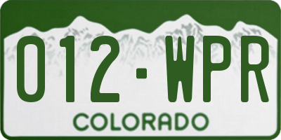 CO license plate 012WPR