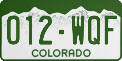 CO license plate 012WQF