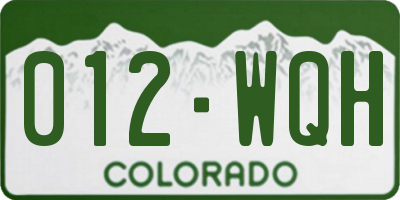 CO license plate 012WQH