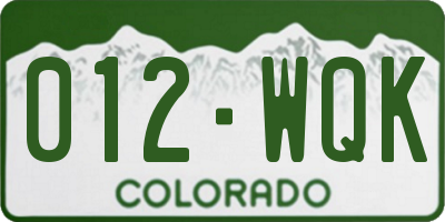 CO license plate 012WQK