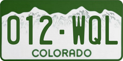 CO license plate 012WQL