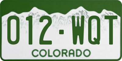 CO license plate 012WQT