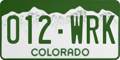 CO license plate 012WRK