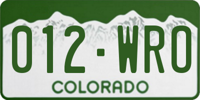 CO license plate 012WRO