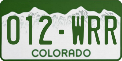 CO license plate 012WRR