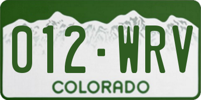 CO license plate 012WRV