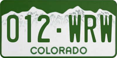 CO license plate 012WRW