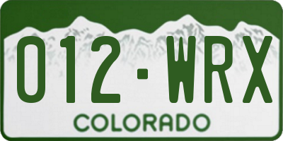 CO license plate 012WRX
