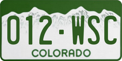 CO license plate 012WSC