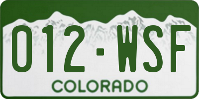 CO license plate 012WSF