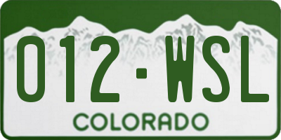 CO license plate 012WSL
