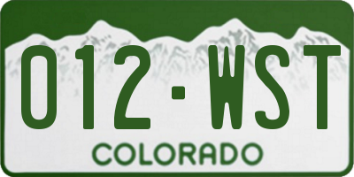 CO license plate 012WST