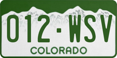 CO license plate 012WSV
