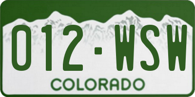 CO license plate 012WSW