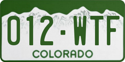 CO license plate 012WTF