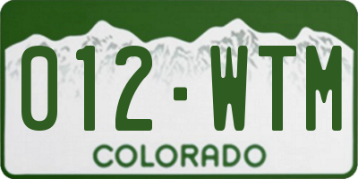 CO license plate 012WTM