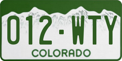 CO license plate 012WTY