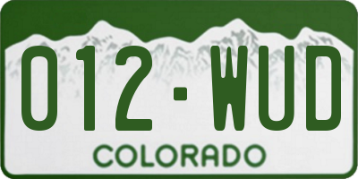 CO license plate 012WUD