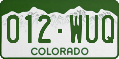 CO license plate 012WUQ