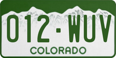 CO license plate 012WUV