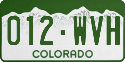 CO license plate 012WVH