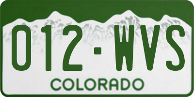 CO license plate 012WVS