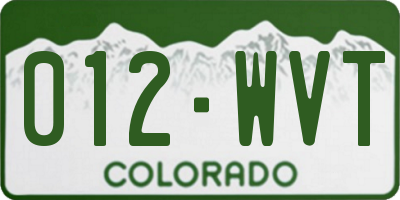 CO license plate 012WVT