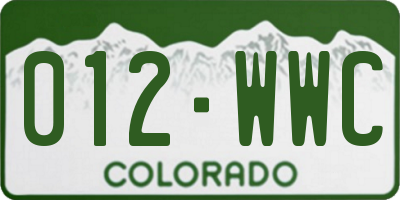 CO license plate 012WWC