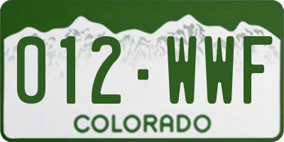 CO license plate 012WWF