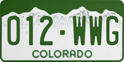 CO license plate 012WWG