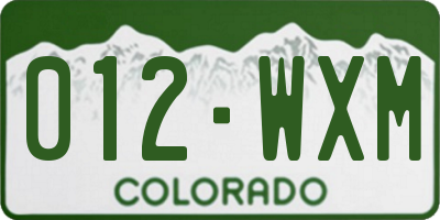 CO license plate 012WXM