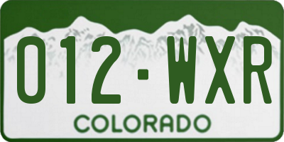CO license plate 012WXR