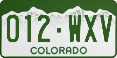 CO license plate 012WXV
