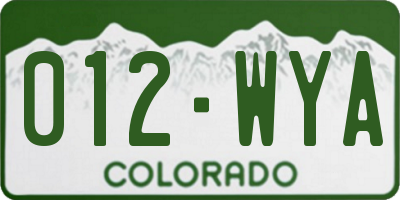 CO license plate 012WYA
