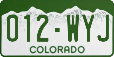 CO license plate 012WYJ