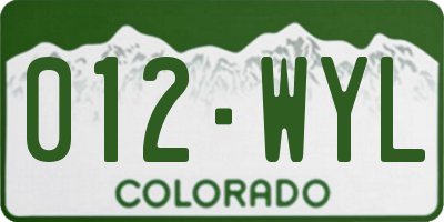 CO license plate 012WYL