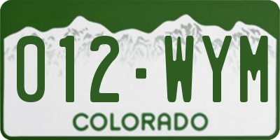 CO license plate 012WYM